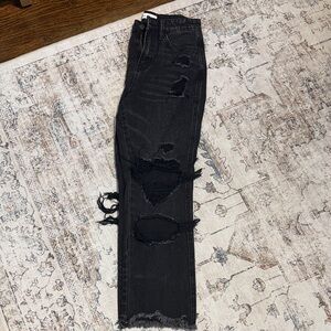 Flying Monkey Black Distressed Ankle Jeans